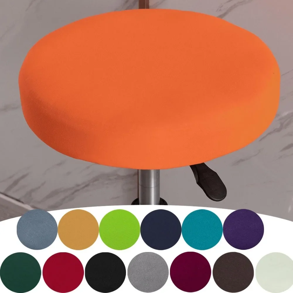 1PC Thicken Stretch Round Chair Cover Bar Stool Cover Four Seasons Models Solid Color Chair Cover Lift Round Chair Covers Home