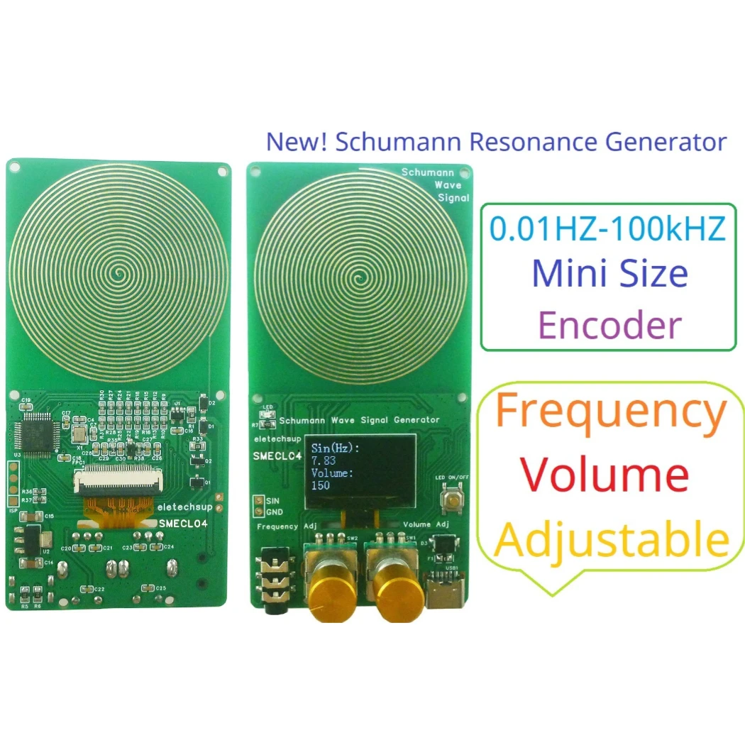 Mini Volume Frequency Continuously Adjustable LCD Encoder Adj 0.01-100kHz Ultra Low Schumann Resonances SR Signal Generator