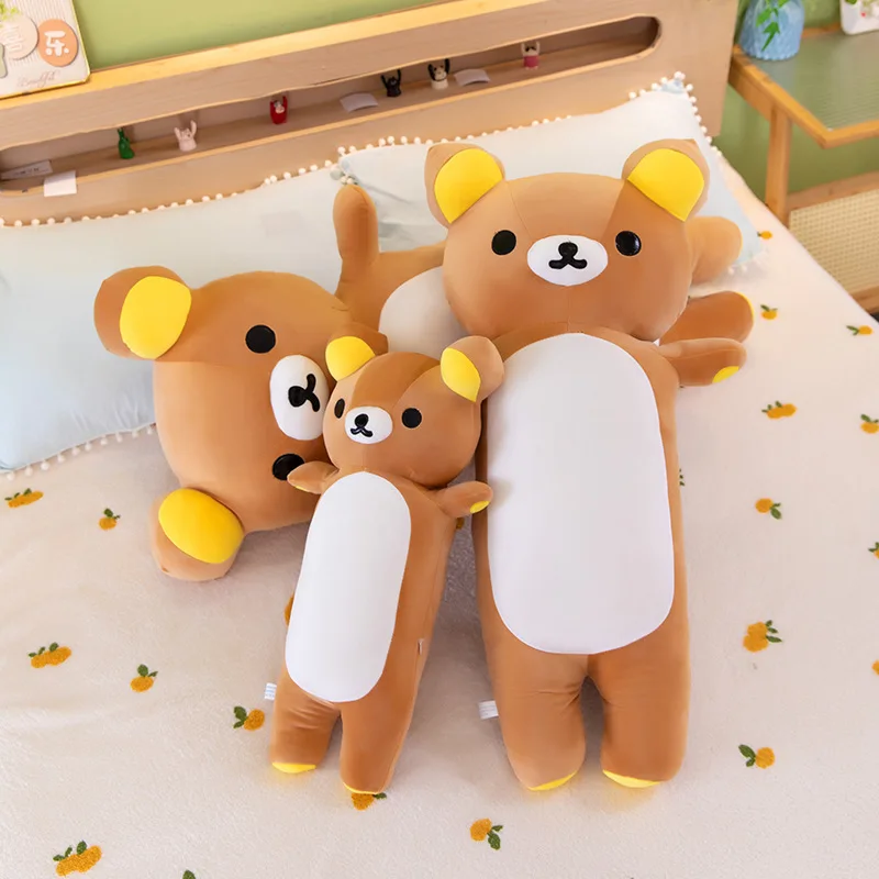 New Kawaii Bear Long Plush Pillow Soft Bear Doll Sleep Leg Rest Waist Cushion Gift For Girls Home Bedroom Decor Soft Fluffy