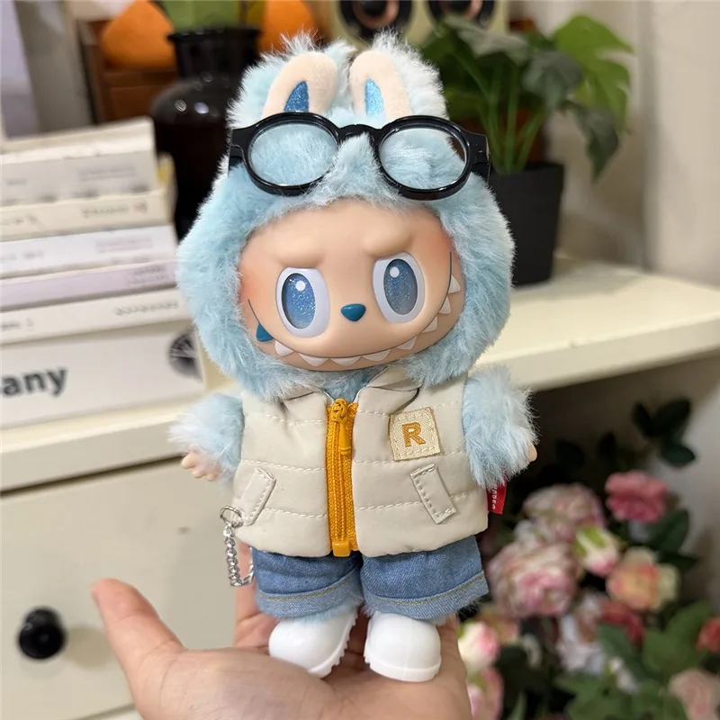 ل 15 17 سنتيمتر Labubu دمية الشتاء أسفل سترة مع أحذية الجينز الزي الكامل الملابس أسفل السترات الليزر Skiwear موضة الملابس #5