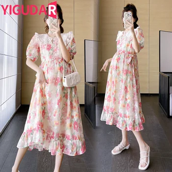 Abito premaman estate 2024 nuovi vestiti per le donne incinte abiti eleganti francesi carino gravidanza servizio fotografico abiti larghi