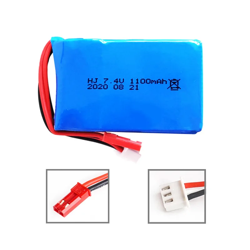 RC Boat Remote Control Large Capacity 7.4V 1100mAh Battery For FT007 Size 52x15x34mm 35C High Performance Replacement Battery