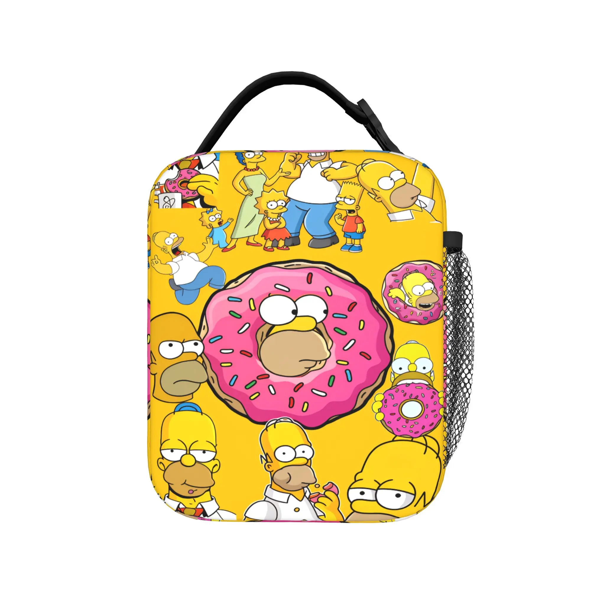 Funny S-Simpsons Donut Theme Collection Lunch Bag Portable Lunch Box Child Office Print Cooler Bag Fashion Oxford Tote Food Bags