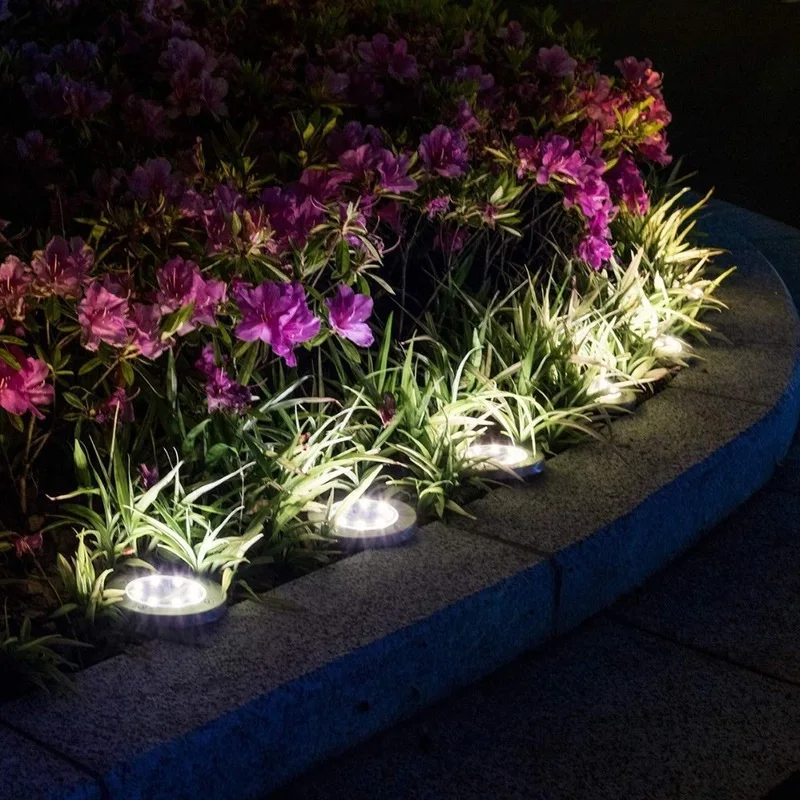 2pcs 3pcs 8LED Solar Power Disk Light Outdoor Garden Solar Underground Light Deck Light Spotlight Buried Solar Led Lamp