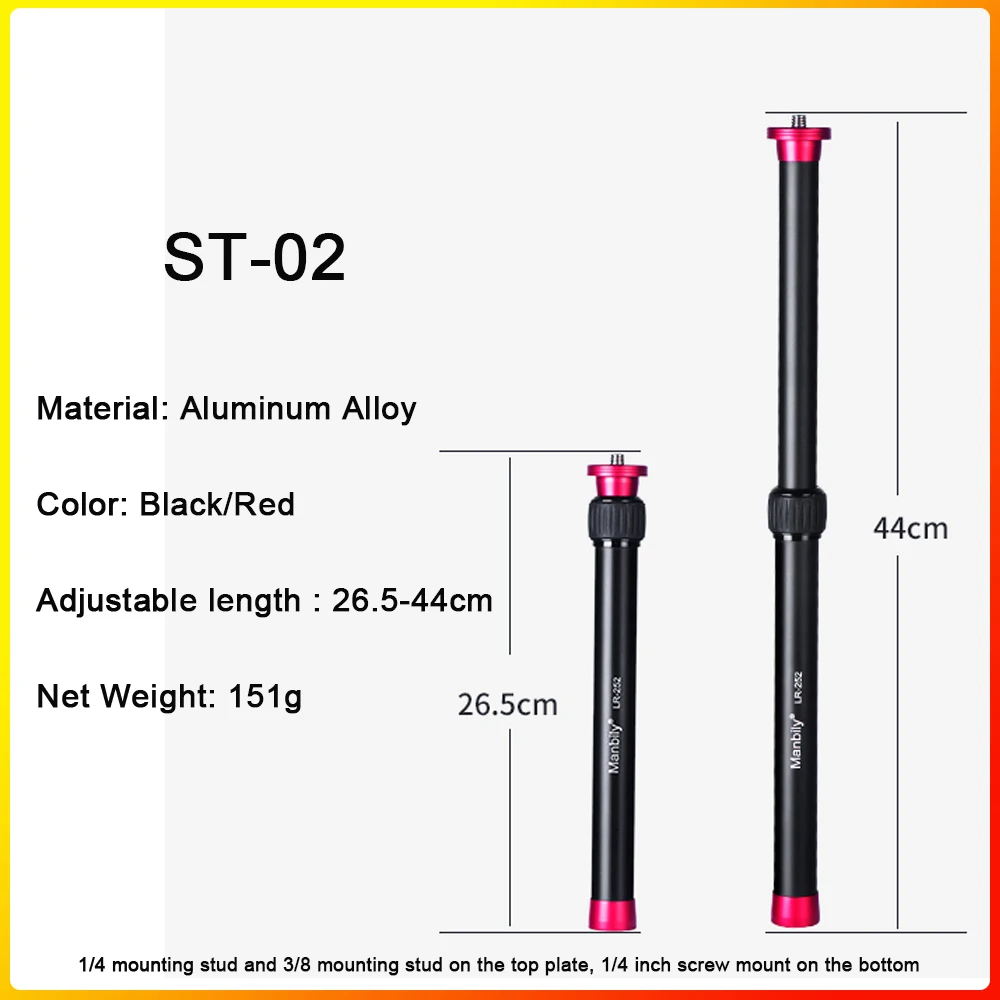 SETTO Tripod Center Column Extension Tube Extender Pole Handheld Bar Telescopic Stick Rod for Gimbal/DJI/Zhiyun/DSLR Camera led