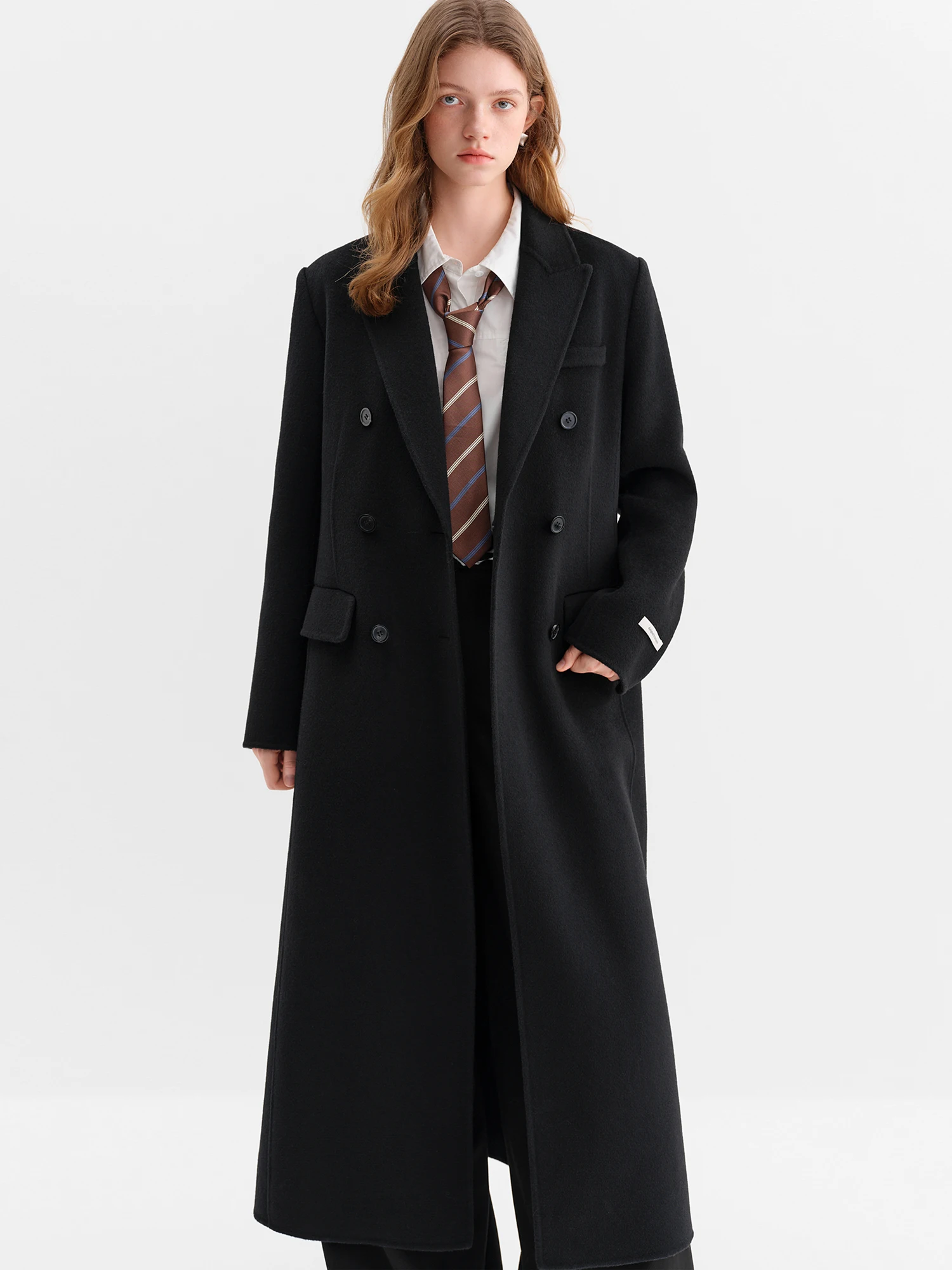 معطف نسائي مصمم من FSLE مع صورة ظلية جذابة كبيرة الحجم من التويد مزدوجة الوجه ملابس خارجية من الصوف الفاخر وصل حديثًا لشتاء 2025 #3