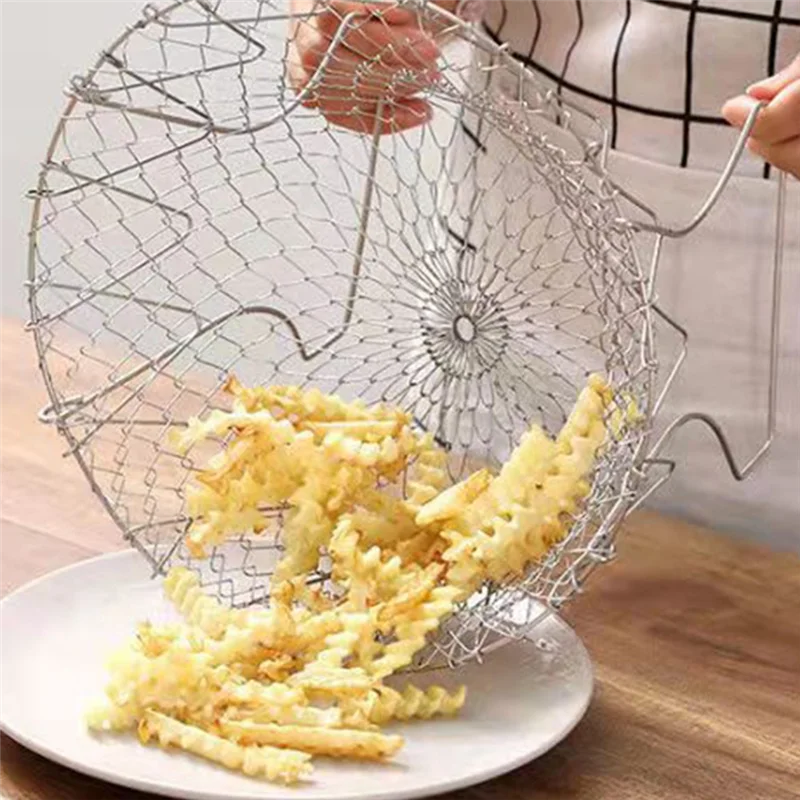 

ABRU-складная корзина для жарки, бытовая корзина для слива масла, кухонные гаджеты, корзина для жарки овощей, фильтр