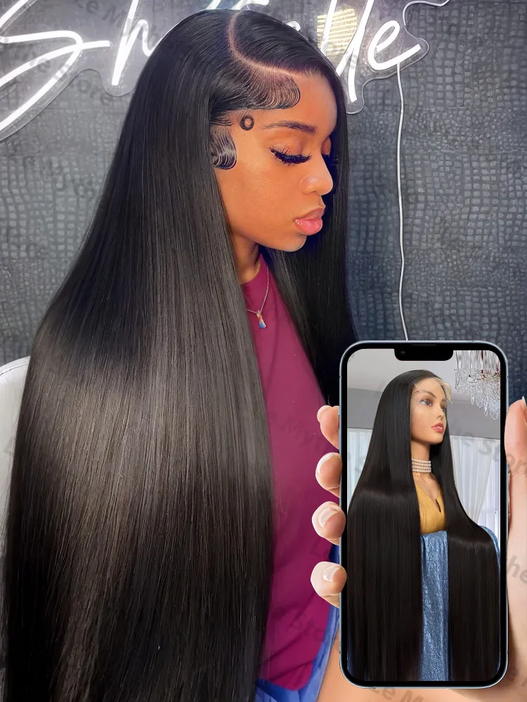 250 Density Straight 13x6 HD Black Lace Frontal Wigs 5x5 Glueless 30 40 Inch 13x4 Lace Front Human Hair Wig Bone Closure Wear Go