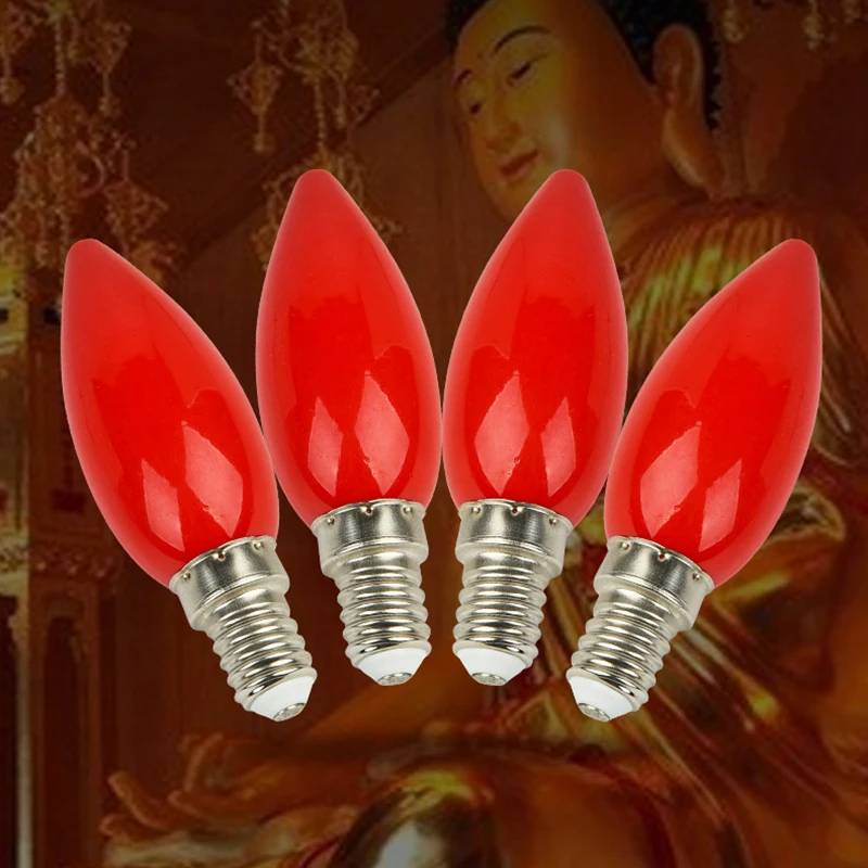 LED Altar Bulb E12/E14 Red Candle Buddha Lamp Temple Decorative Lamp Buddha Bead Decorative Lamp LED Candle Bulb Home Decor New