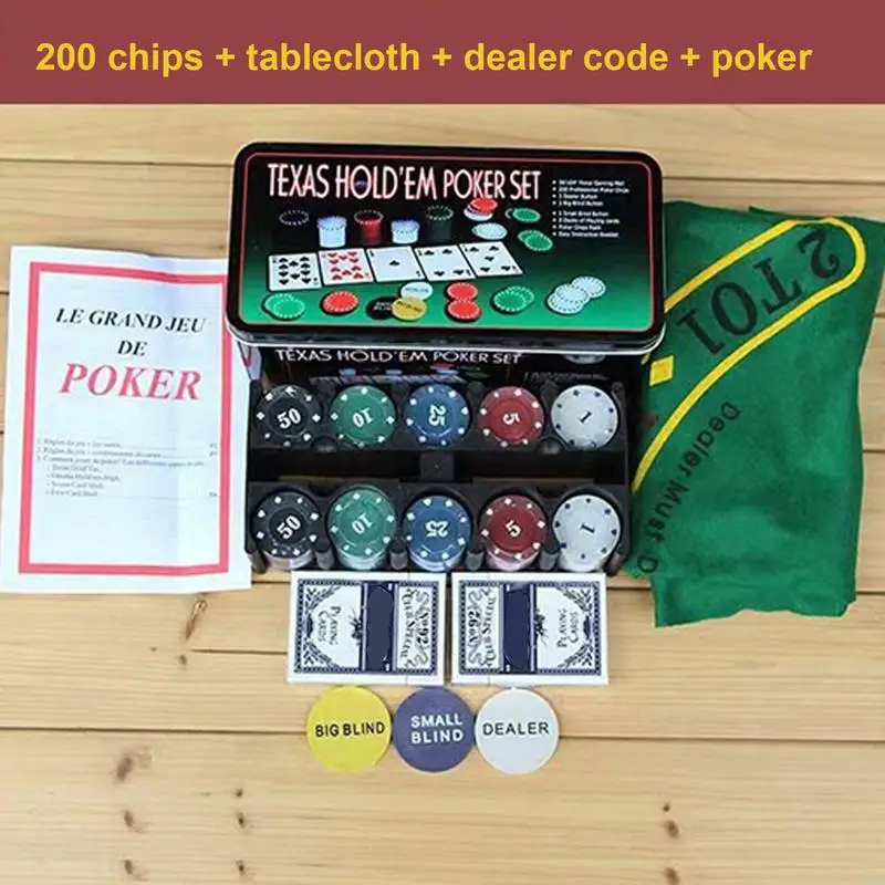 

Texas Poker Chips 200pcs Set Entertainment Dollar Coin Board Game Poker Chips Set Table Card For Playing Cards Gambling Games