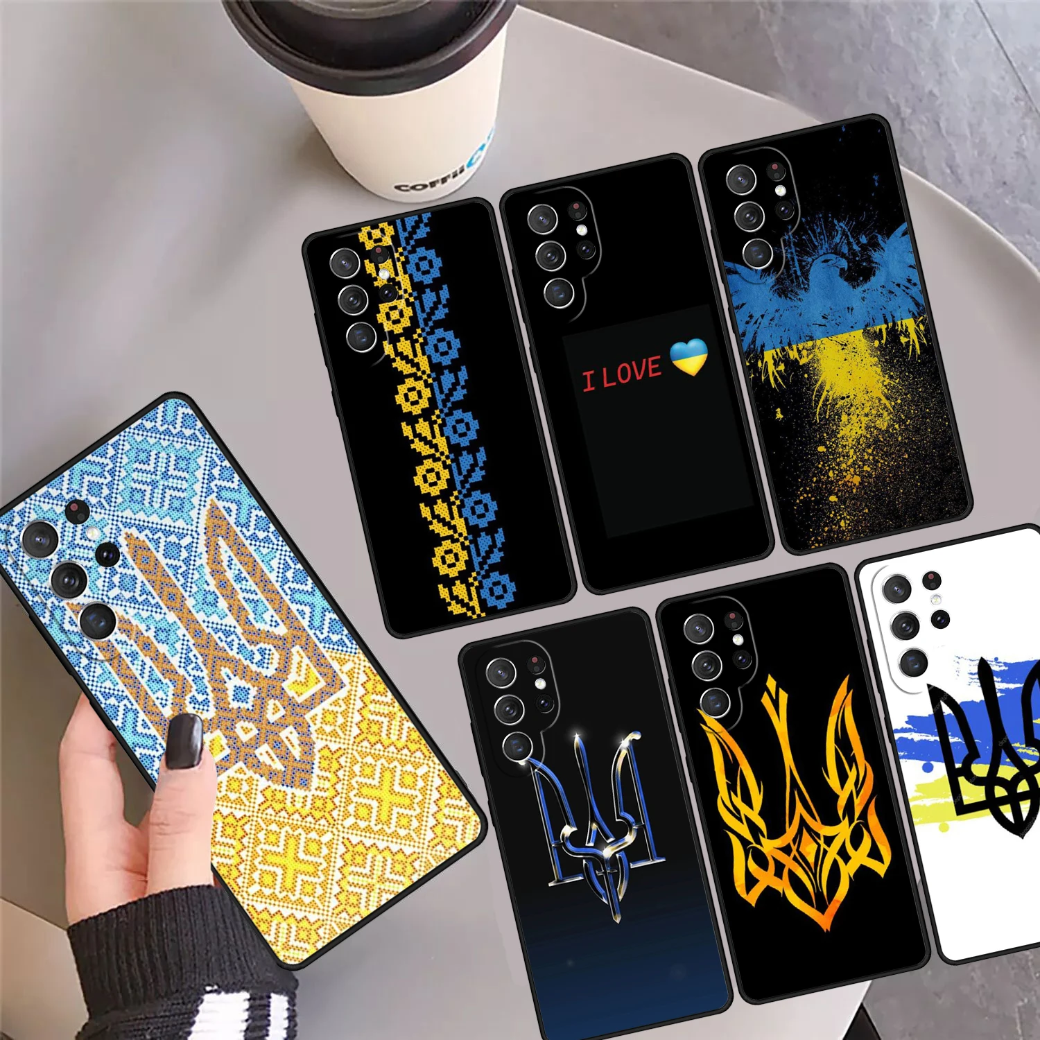 U-kraine Tryzub Flag Phone Case Cover For Samsung Galaxy S24 Ultra 23 S22 Plus S21fe Lite S20 S8 S9 S10 Note 10 Pro Note 20