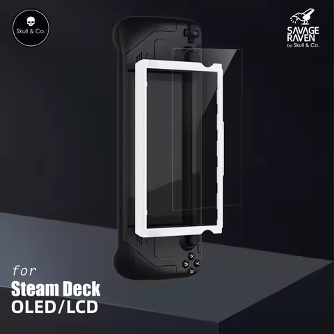 Skull &amp; Co. Screen Protector Tempered Glass Film with Positioner for Steam Deck LCD/OLED 2 PCS PACK