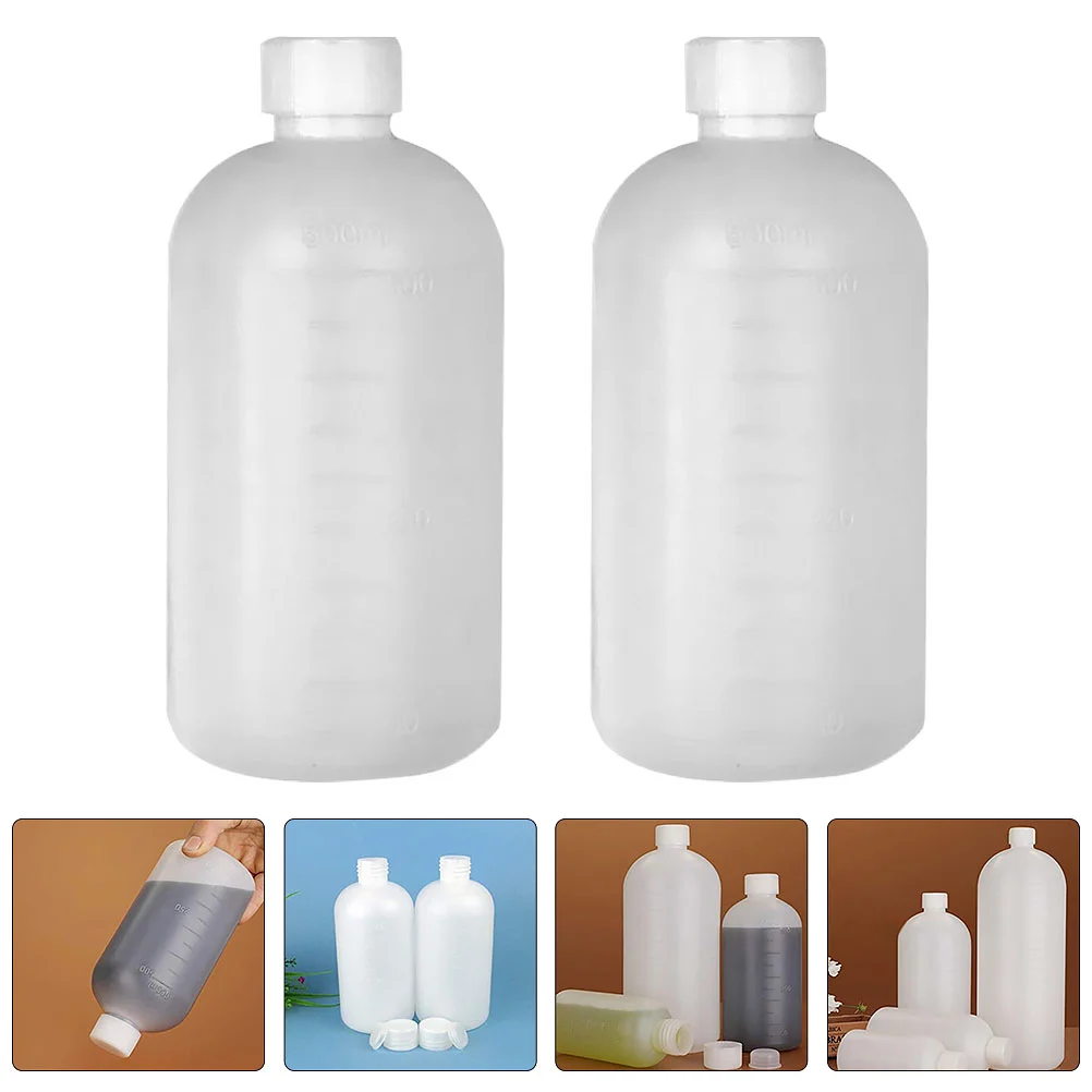 2 Pcs Pill Bottle Reagent Narrow Mouth 500ml Sealing Storage Transparent Plastic Container