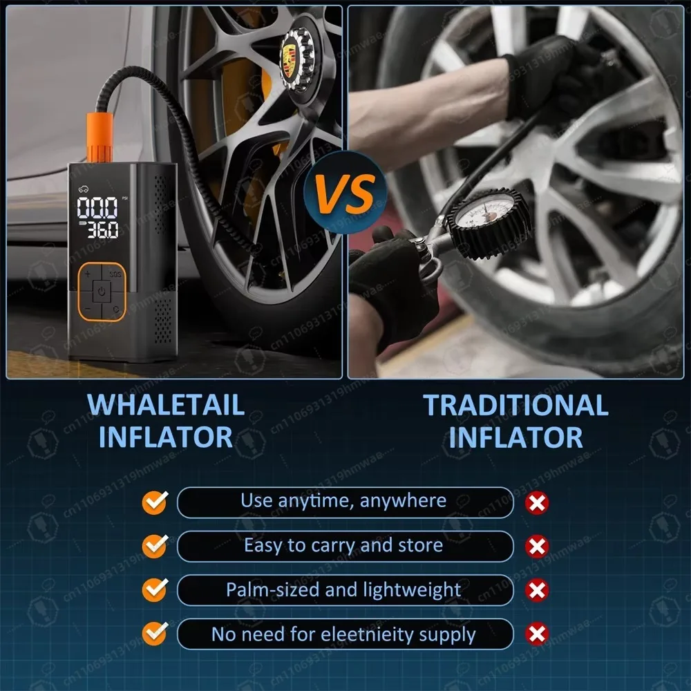 Gonfleur de pneu portatif sans fil, gonfleur de pneu de pompe à air automobile de système ABS avec moniteur de pression