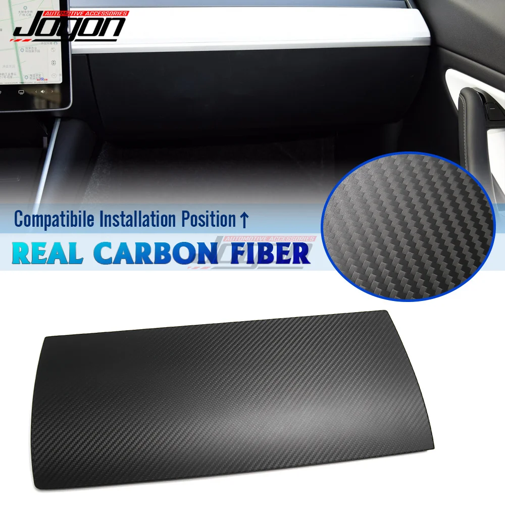 Carbon Fiber Passenger Side Console Door Lid Glove Box Trim Cover For Tesla Model 3 2017 2018-2021 Model Y 2020 Interior Parts