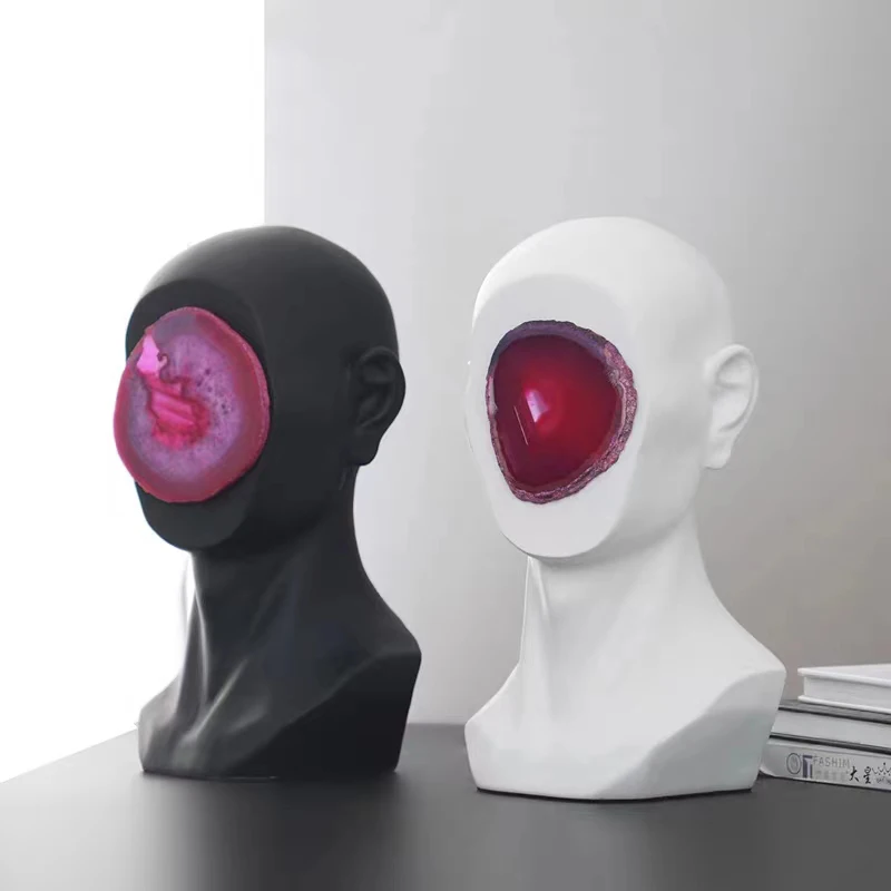 Modern Resin Agate Abstract Man SculptureArt Living Room Bedroom Desktop Decoration Creative Bust Avatar Statue Home Decoration