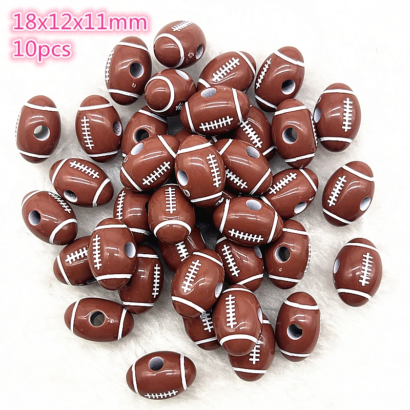 10-20Pcs Sport Rugby Tennis Basketball Football Volleyball Beads Spacer Acrylic Beads For Jewelry Making DIY Bracelet Necklace