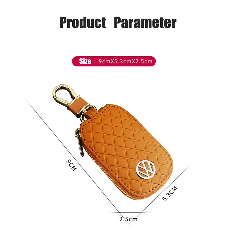 Leather Car Logo Key Protective Bag for Volkswagen Passat Santana Touareg Tiguan Golf Bora Jetta CC Mk6 Beetle Scirocco Sagitar