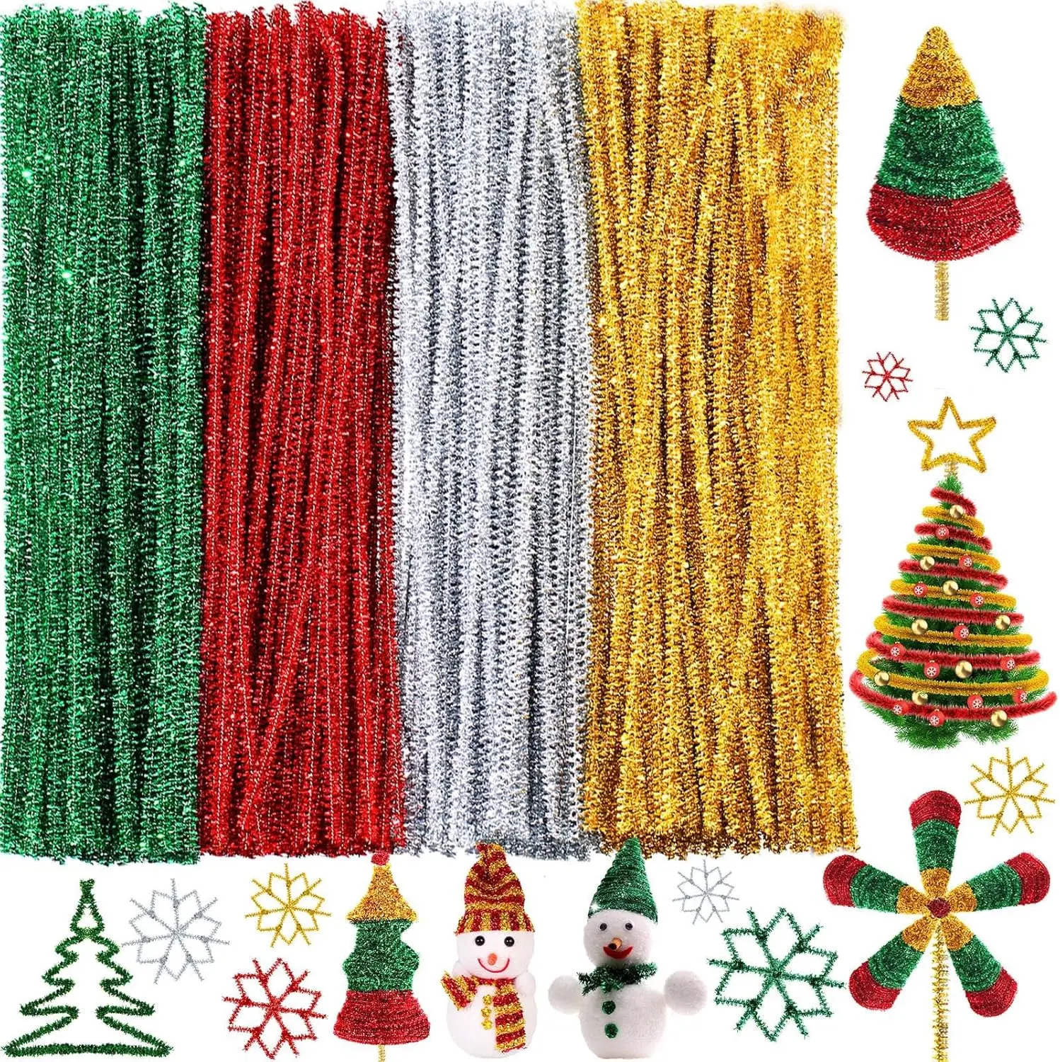 Glitter Pipe Cleaners Craft Supplies - 100pcs Pipe Cleaners Chenille Stems for Craft Kids DIY Art Supplies (6 mm x 12 cali)