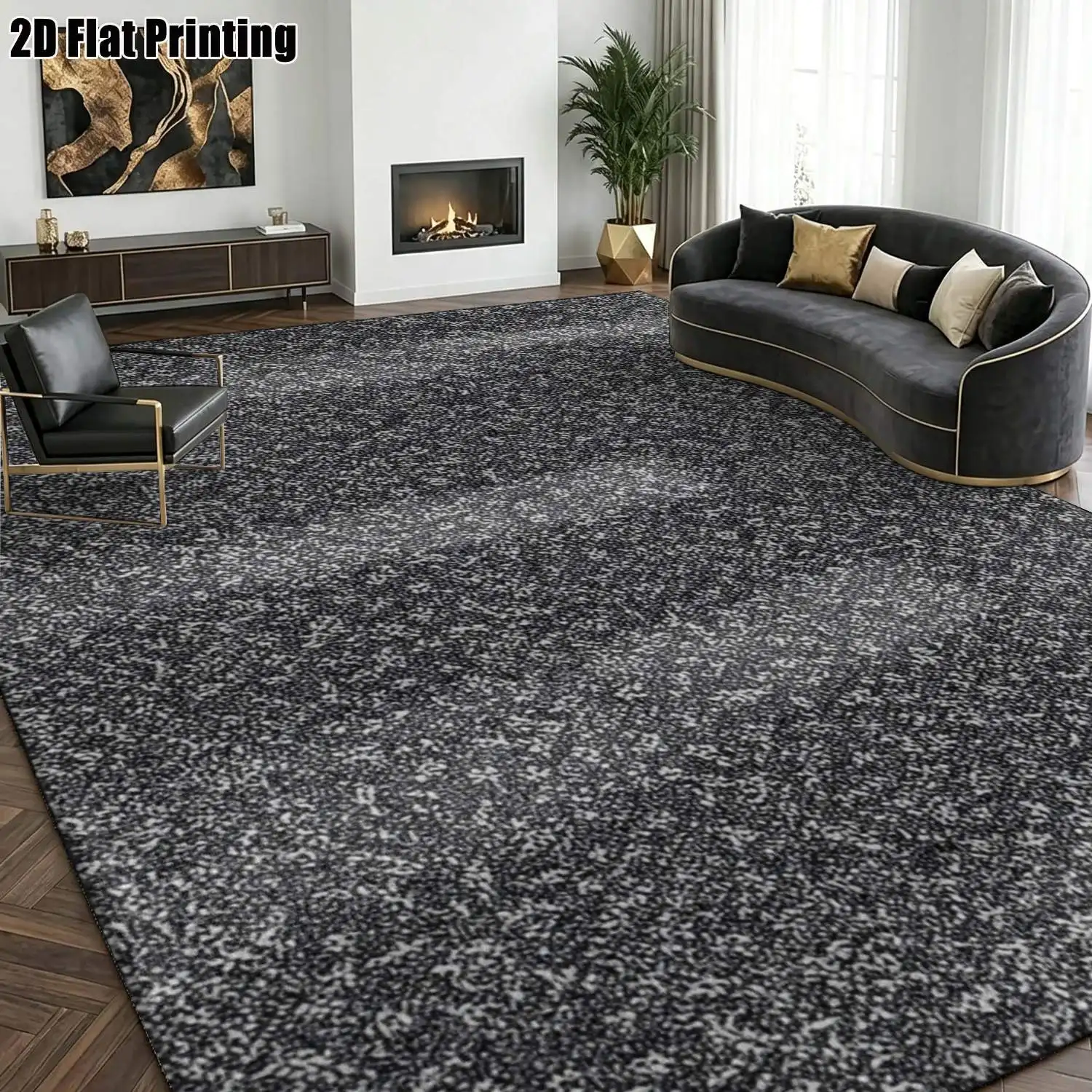 1Pc 2D Printed Dark Gray Abstract Texture Nordic/Instagram Style Modern Minimalist Geometric Carpet, Home Decor, Multi-Size, Machine Washable, for Entrance, Dining Room, Foyer, Bedroom, Living Room