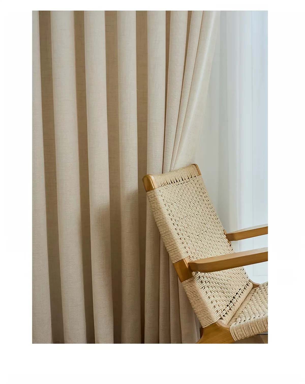 4 Colors Modern Beige Linen Like Opaque Thick Tulle Living Room Flax Sheer Curtains for Bedroom Voile Window S Folds Drapes
