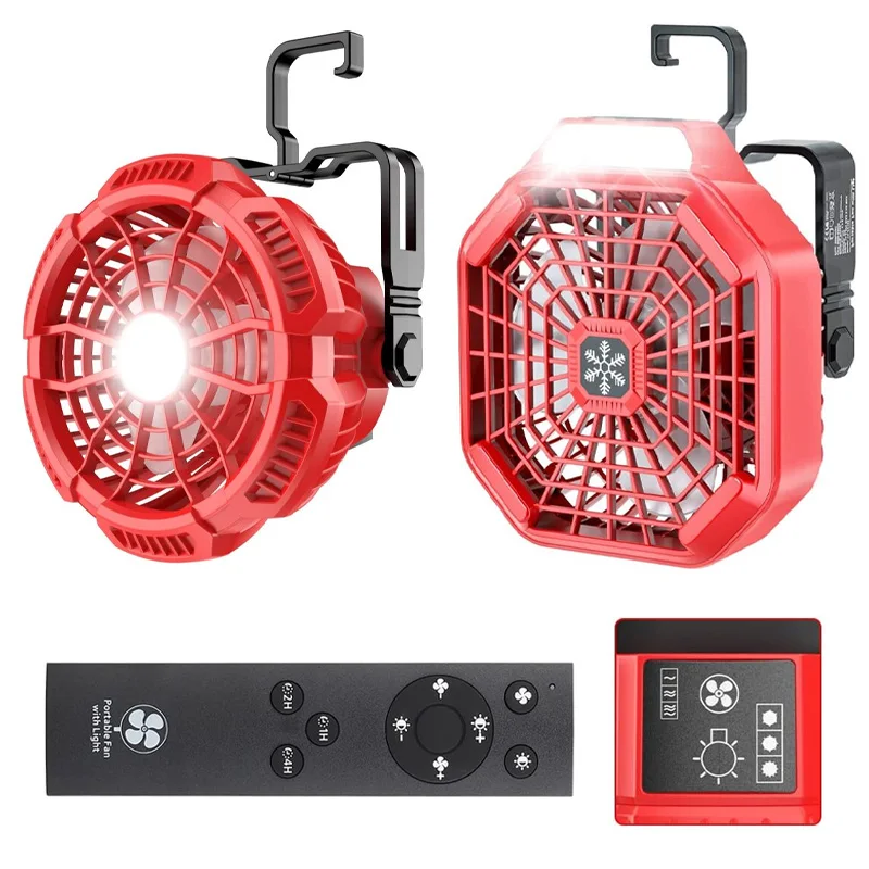 Camping Fan for Milwaukee 18V Li-ion Battery,Portable Cordless Fan with 9W LED Lantern Remote Control for Outdoor Camping Garage