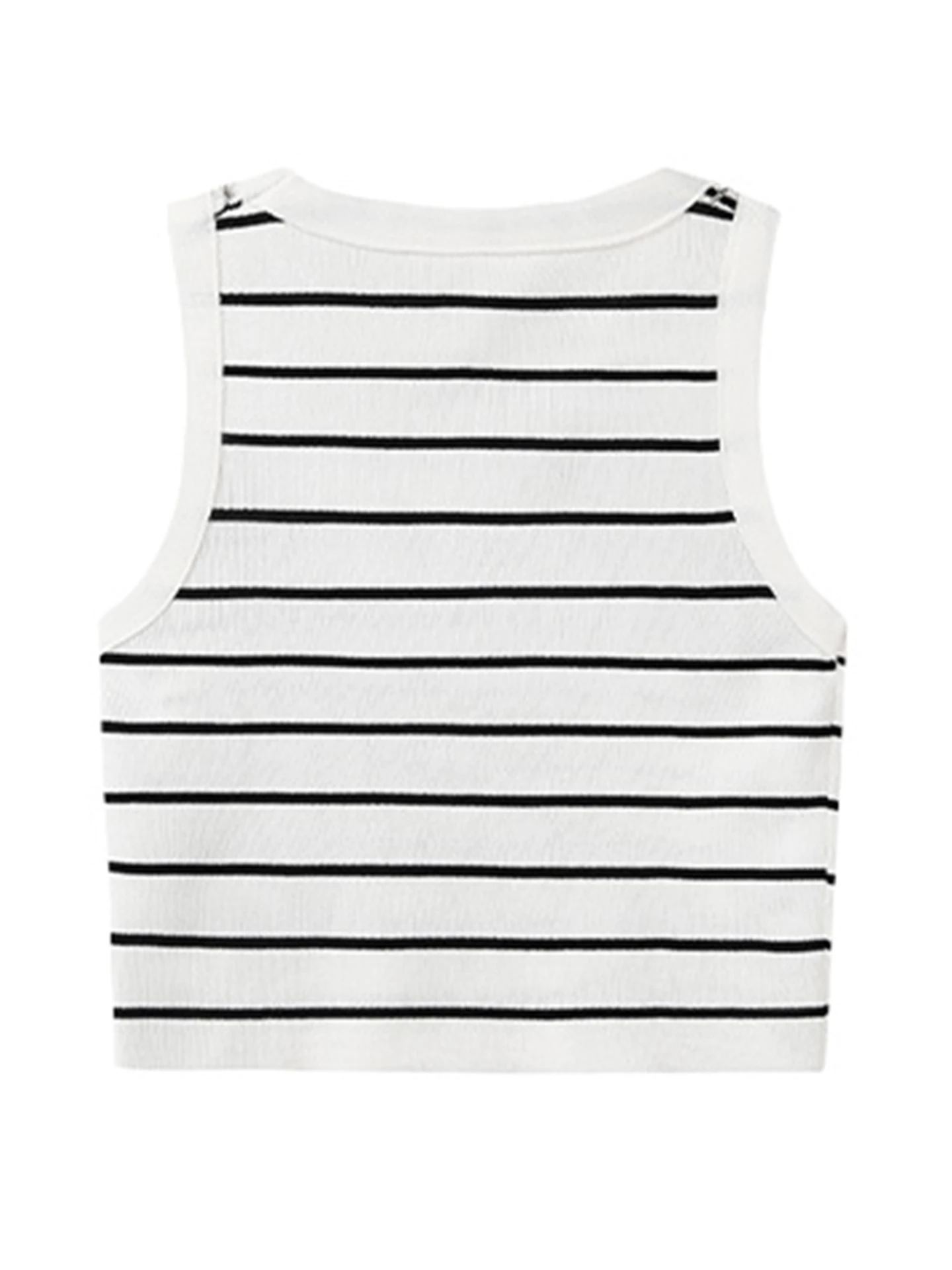 Chaleco de tirantes a rayas de talla grande de seda de hielo para mujer, Top redondo de punto Svel, prendas de vestir exteriores, diseño de partido interior