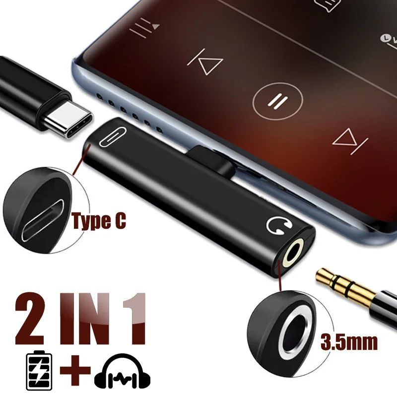 Type C To 3.5mm Jack Audio Adapter Earphone Splitter Converters for Huawei Xiaomi OPPO USB To Type C Mobile Phone Connectors