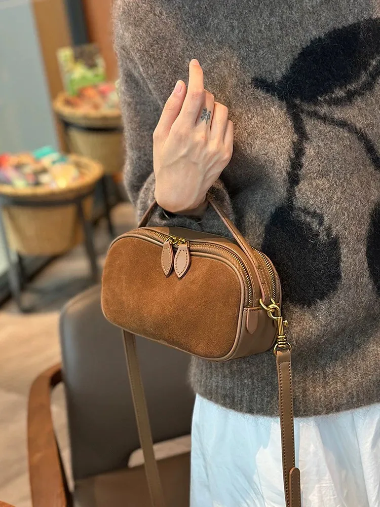 

Новая осенняя коллекция 2026: Модная универсальная сумка-кроссбоди из матовой воловьей кожи, однотонная, в стиле ретро, для женщин