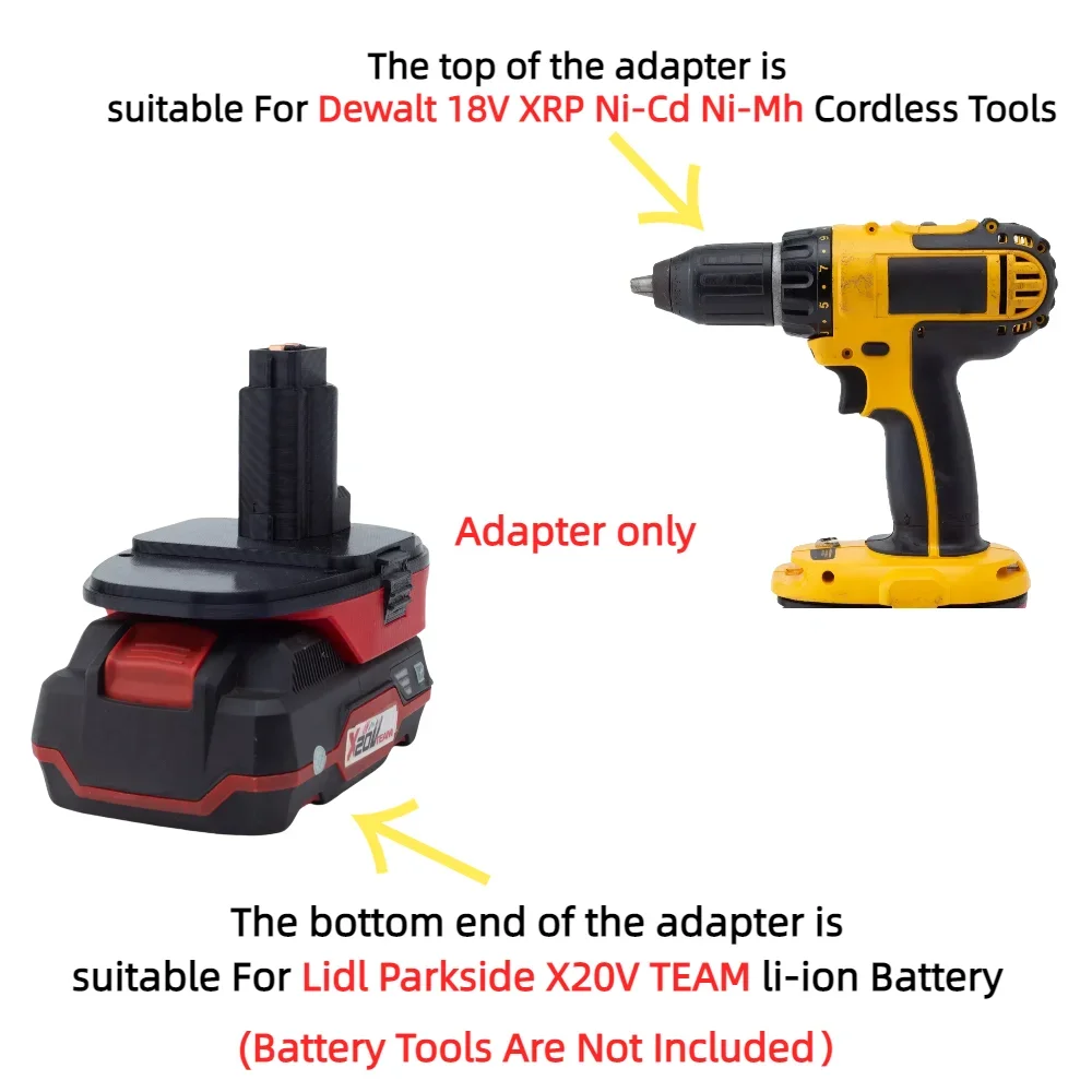 Battery Adapter Converter for Lidl Parkside X20V TEAM Li-ion Battery TO Dewalt 18V XRP Ni-Cd Ni-Mh Cordless Tools(Only Adapter)