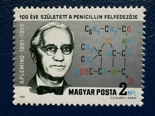 1 Pçs/set Novo Carimbo Postal Hungria 1981 Nobel Laureado Biólogo Britânico Fleming Selos Postais MNH