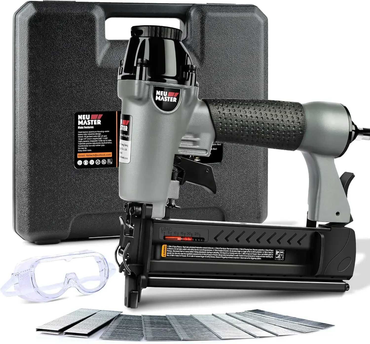 Pneumatic Brad Nailer 2 in 1 Nail Gun Staple Gun Fires 18 Gauge 2 Inch Brad Nails & Crown 1-5/8 Inch Staples