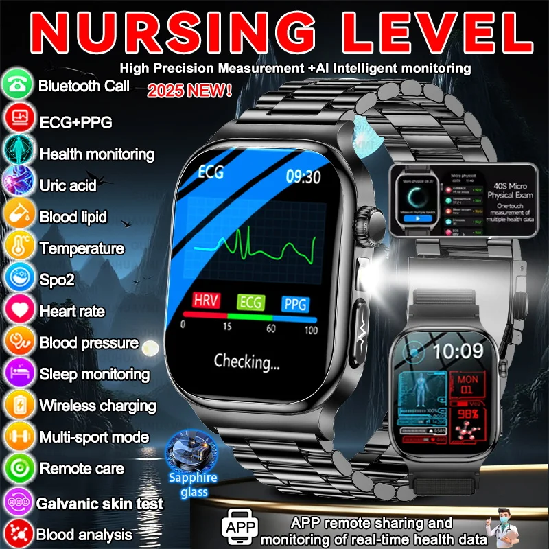 

2025 New Smart Watch Diagnosis Blood Lipids Blood BP Uric Acid Smartwatches Man ECG+PPG Voice Bluetooth Call Clock Health watche