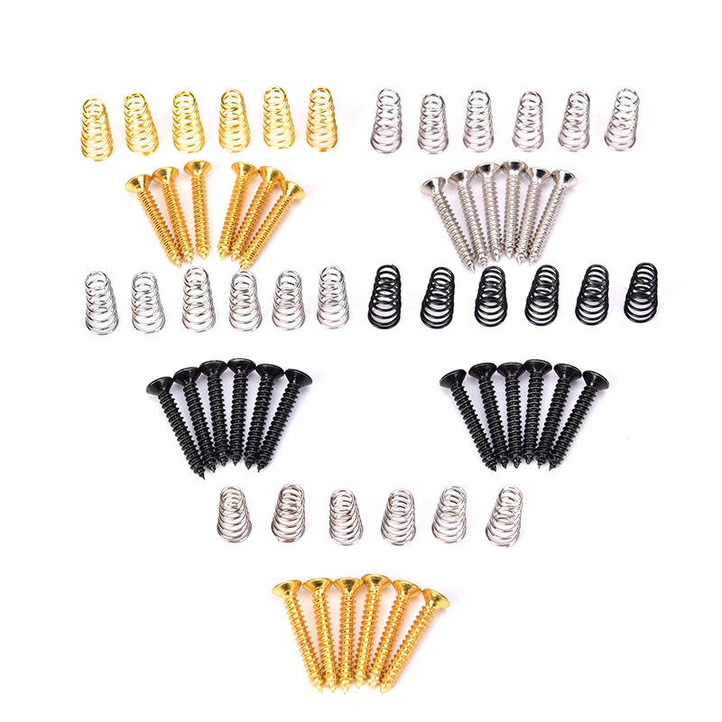 6pcs Electric Guitar Single Coil Pickup Mount Height Adjustment Screw With Spring Screw For Guitar Parts And Accessories