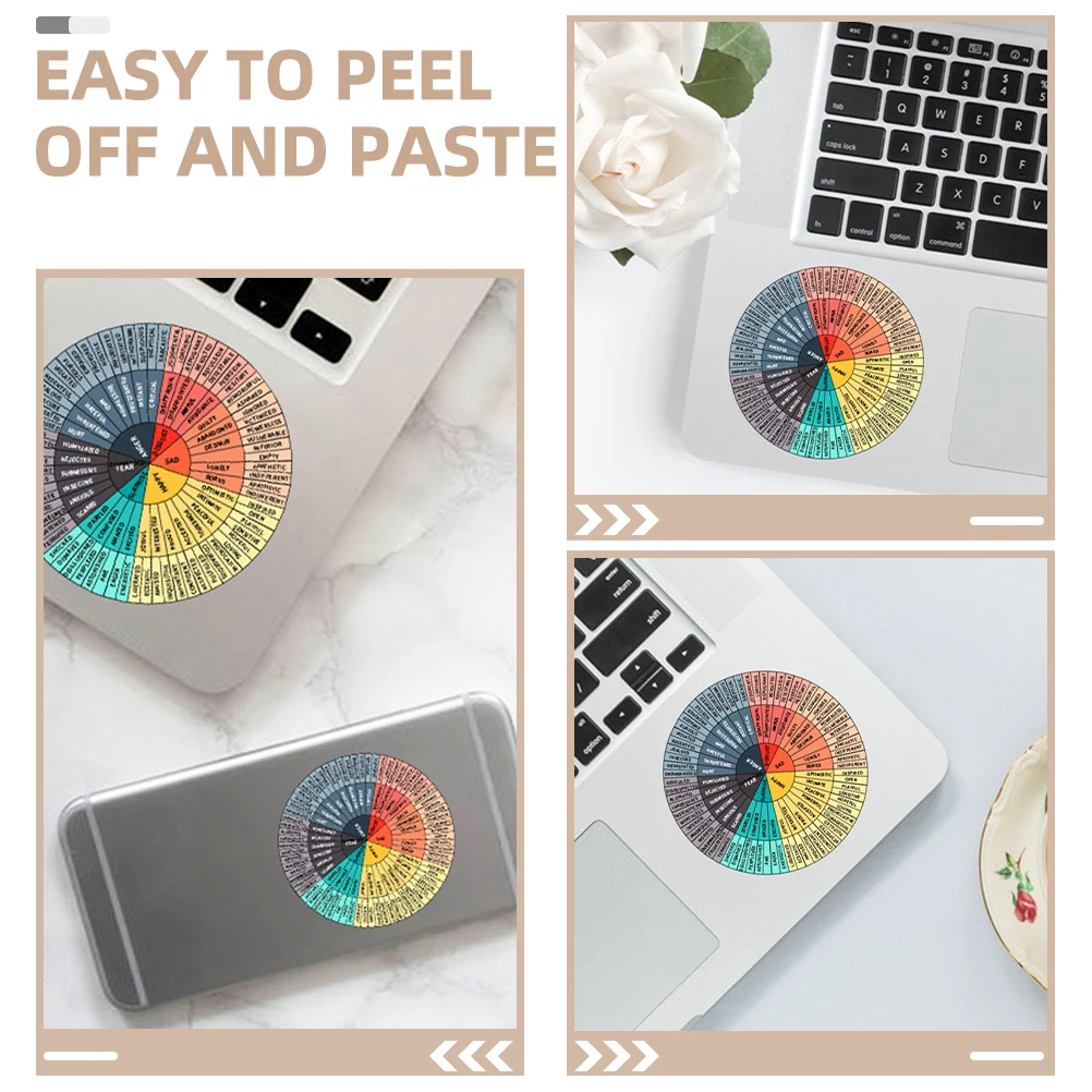 

8pcs Pvc Feeling Wheel Waterproof Adhesive Laptop Notebook Phone Case Decorative Stickers Emotion Chart Decal Office Wall