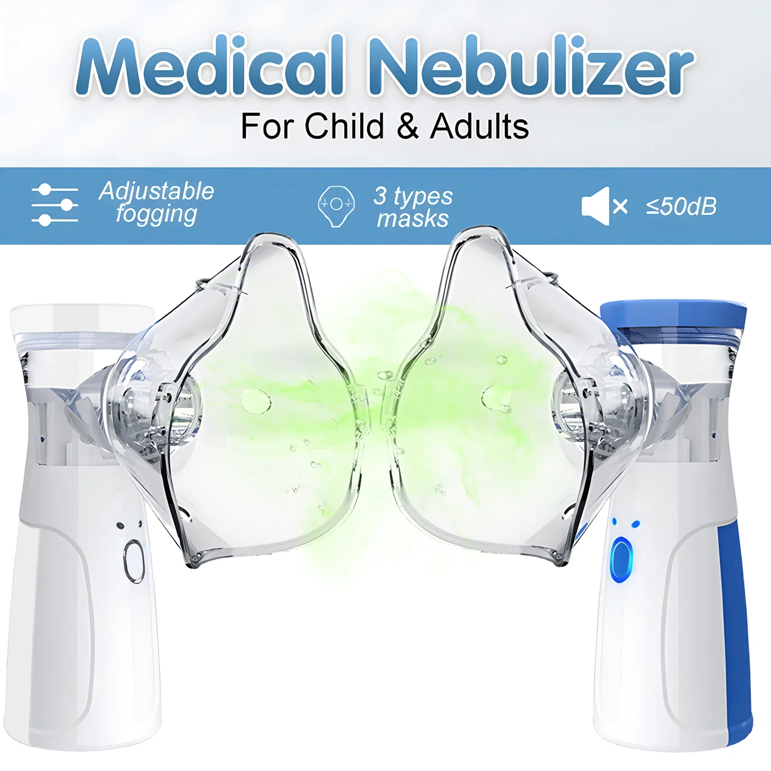 Nebulizador de mano silencioso - Atomizador de malla portátil Autoclean |   Nebulizador Nebulizador Inhalador para niños adultos