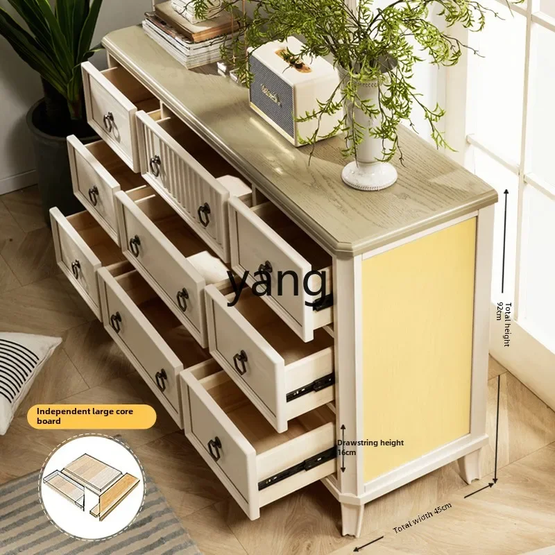 xyy solid wood master bedroom bedside cabinet cream wind light luxury living room storage locker