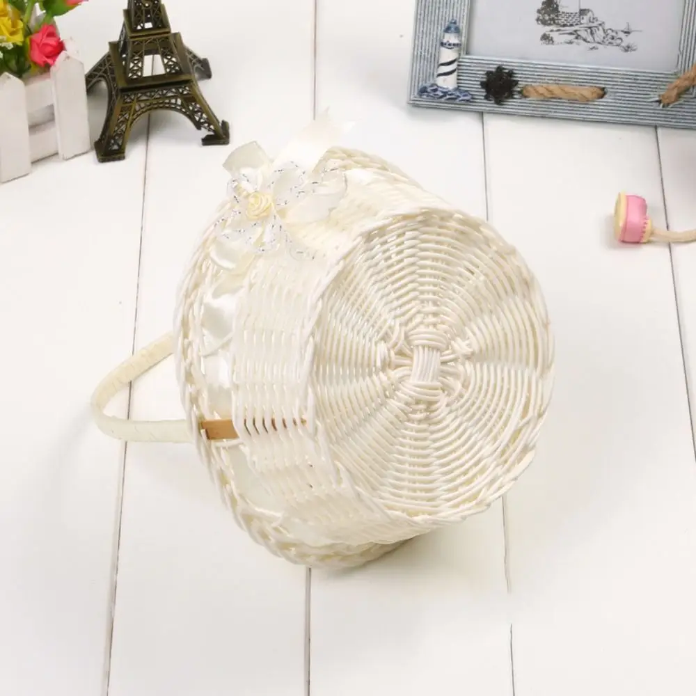 New Plastic Rattan Storage Basket Handmade Large Capacity Fruit Storage Bin Multifunction Durable Rattan Fruit Basket