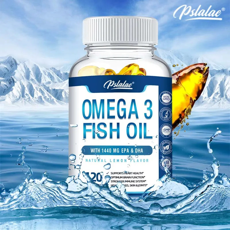 

Omega 3 Fish Oil Capsule Supplement Rich in DHA EPA for Anti-Aging Skin Eyes Heart Brain Health Support Immune System