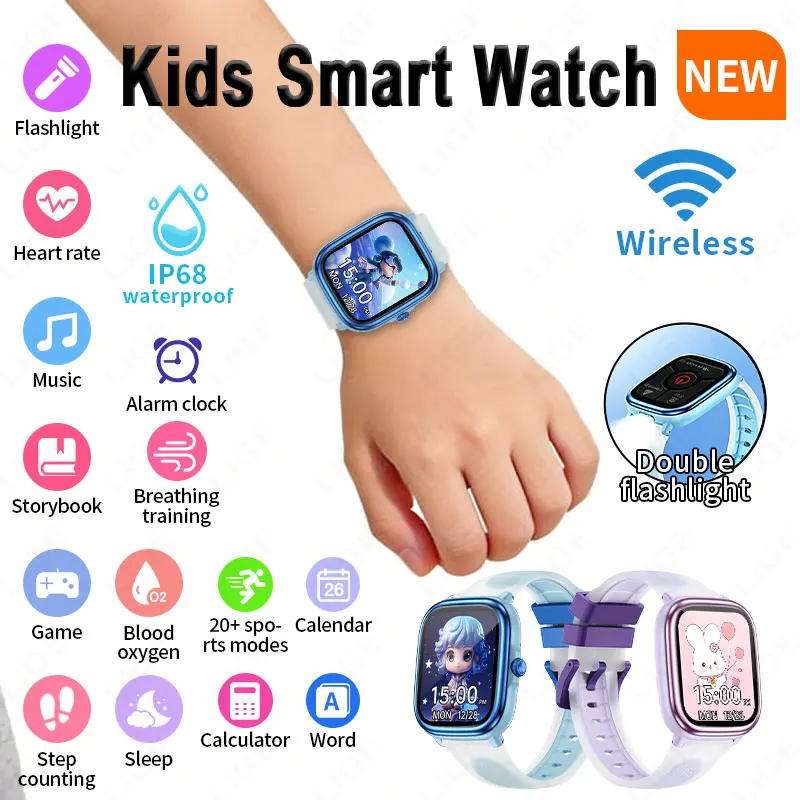 

LIGE Kids Smart Watch 2026 New IP68 Waterproof Children HD Touch Screen Games Smartwatch Sports Monitor Tracker Boy Girl Gift