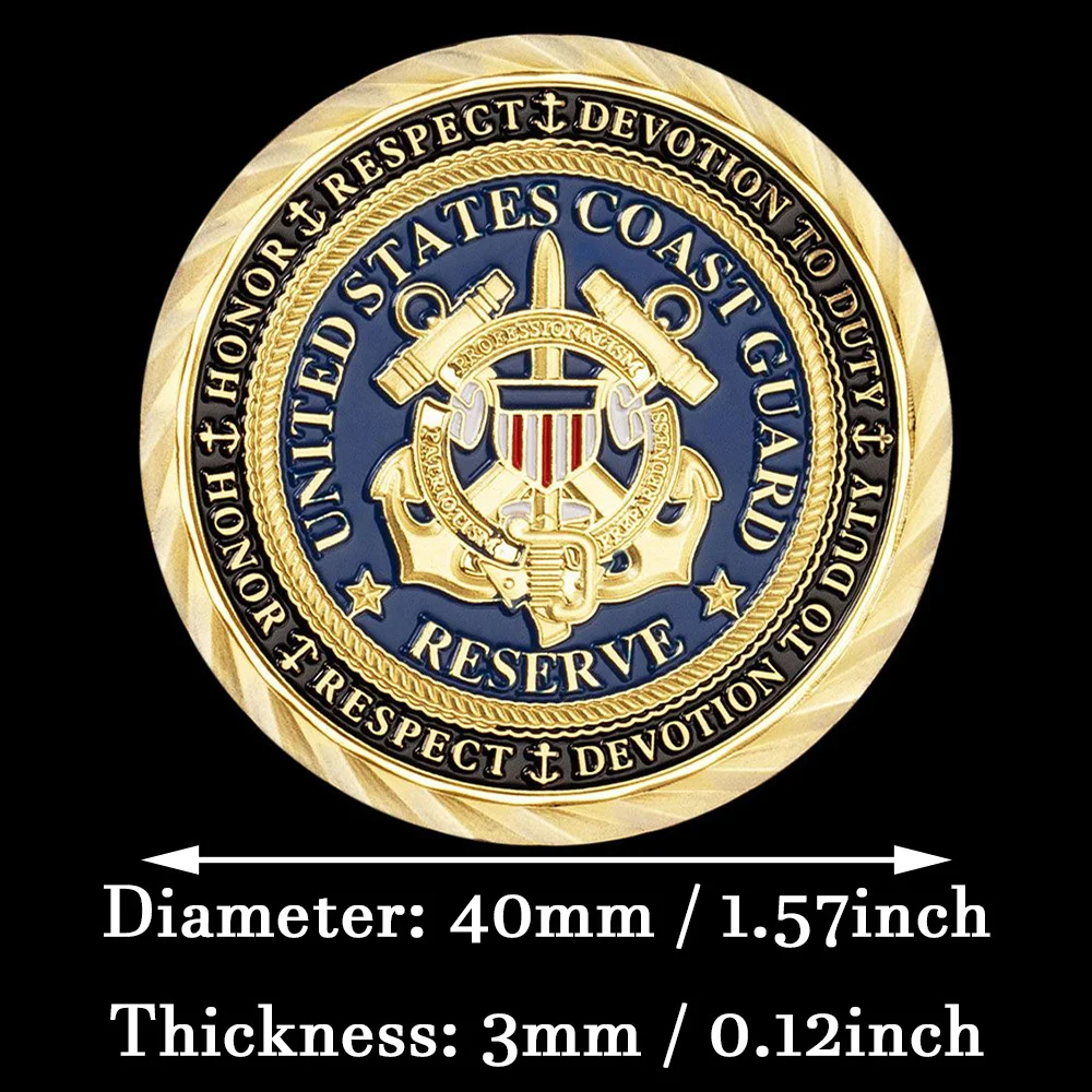 United States Coast Guard Souvenir Coin Semper Paratus USCG Core Values Challenge Coin Veteran Golden Plated Commemorative Coin view 3