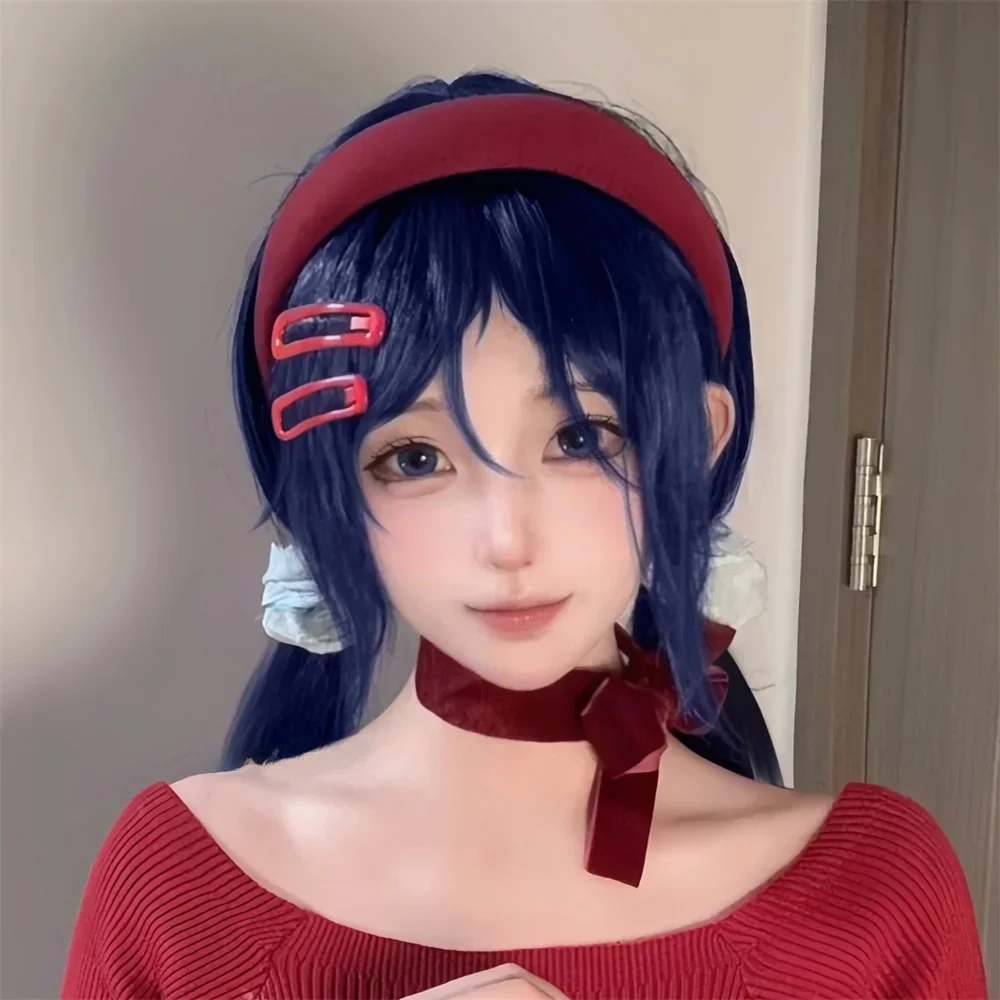 New 2025 Game Miside Cosplay Costume Wig Adult Women Blue Long Straight Hair Heat Resistant Synthetic Wigs Halloween Prop