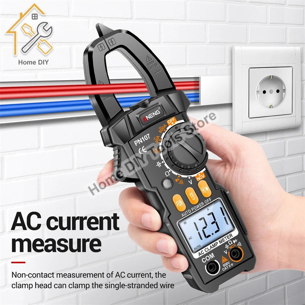 ANENG PN107 4000 Counts Digital Clamp Meter 600A AC Current Tester Voltmeter Ammeter NCV Diode Professional Electrician Tools