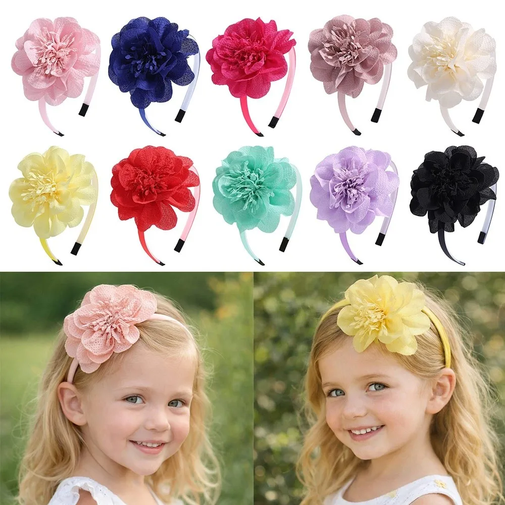

Grosgrain Ribbon Big Flower Headband Multi-Layers Headpiece Hairband Head Hoop Crown Princess Headwear Hair Accessories