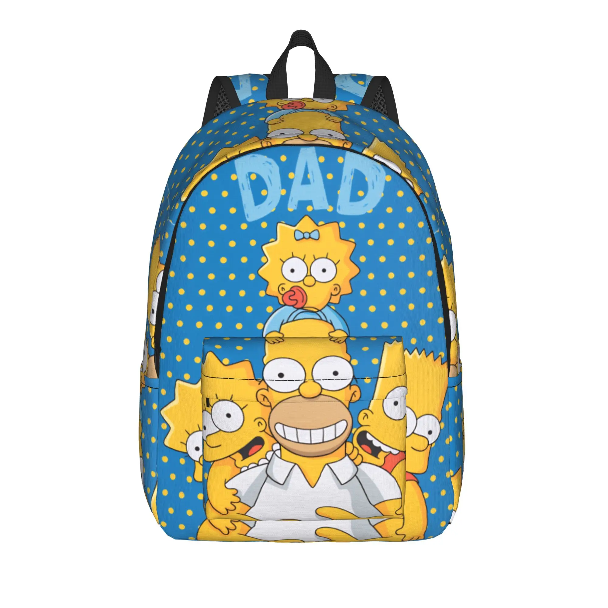 S-Simpsons Homer With Kids Art Backpack  University Backpacks Youth Kawaii High School Bags Designer Big Rucksack