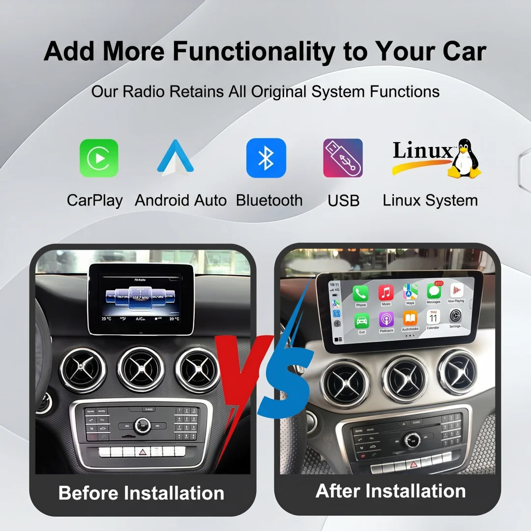 Pantalla Táctil Linux 2400*900P con CarPlay Inalámbrico y Android Auto para Mercedes Benz Clase A C W176 W205 CLA C117 GLA X156 GLC X253 Clase V W447 con Navegación GPS, WIFI, Bluetooth y Radio para Auto