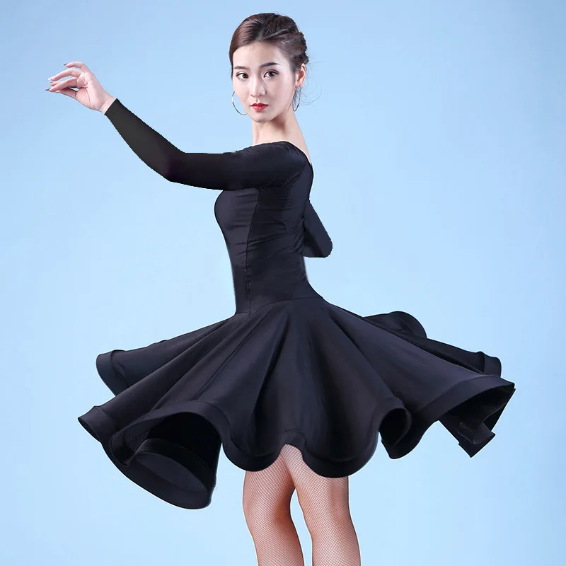 Women Latin Dance Dress Big Swing Samba Ballroom Cha Cha Modern Dance Dress Competition Practice Stage Performance Costumes