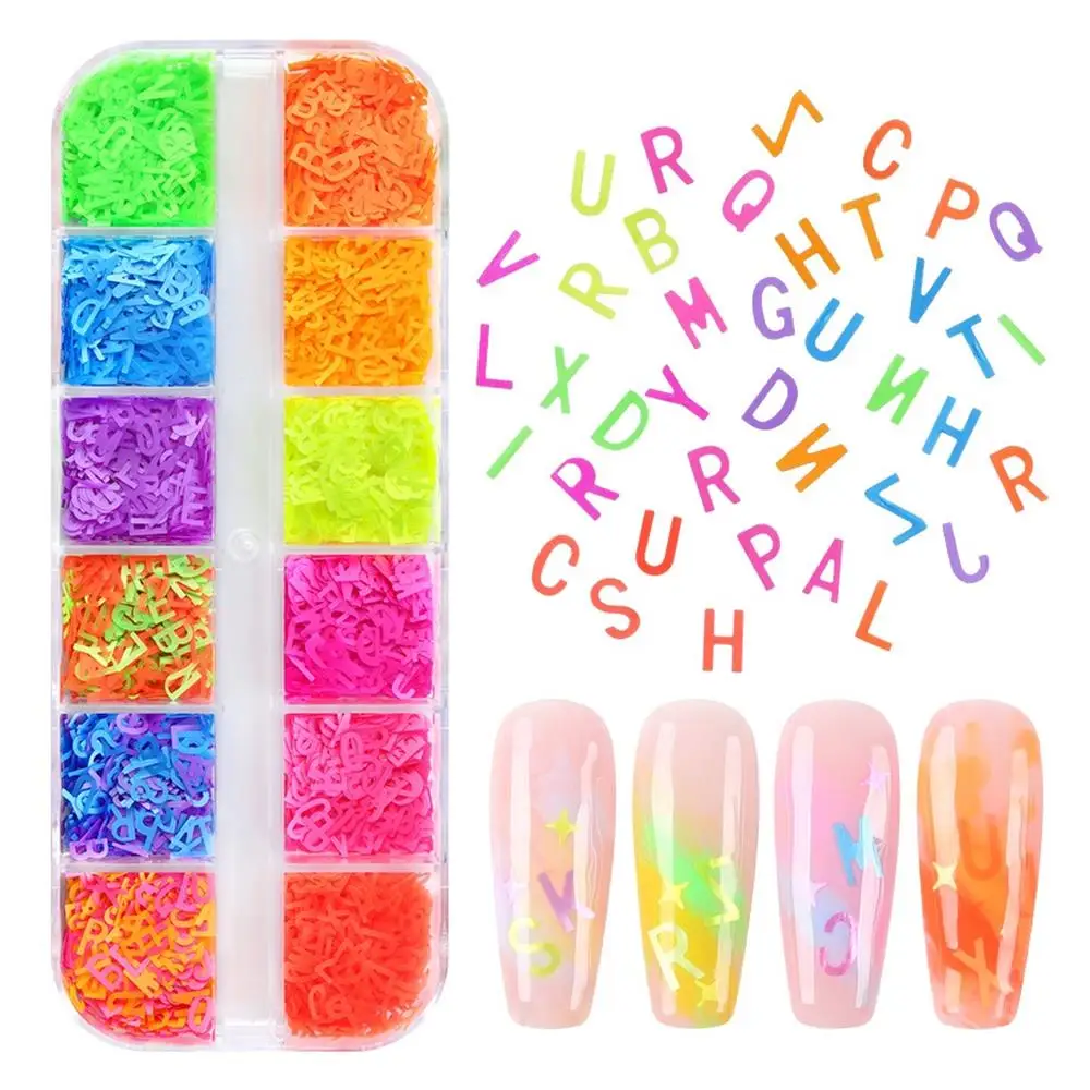 

Laser Alphabet Glitter Flakes Set for Nails 26 Letters Resin Filler Eye Makeup Glitter DIY Craft Decoration, 12-Color Assortment