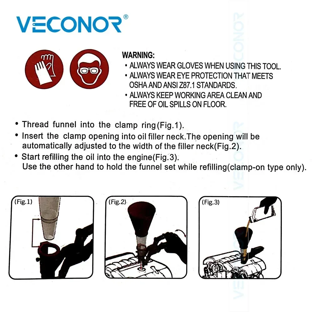 Engine Oil Filling Set Universal Oil Funnel with Adjustable Width Holding Clamp Multifunctional Pour Oil Tool for Car Repairing