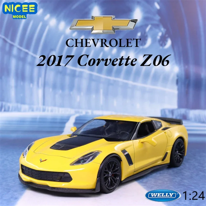 

WELLY 1:24 2017 Chevrolet Corvette Z06 Car Alloy Car Model Simulation Car Die Casting Model Decoration Collection Gift Toy B80